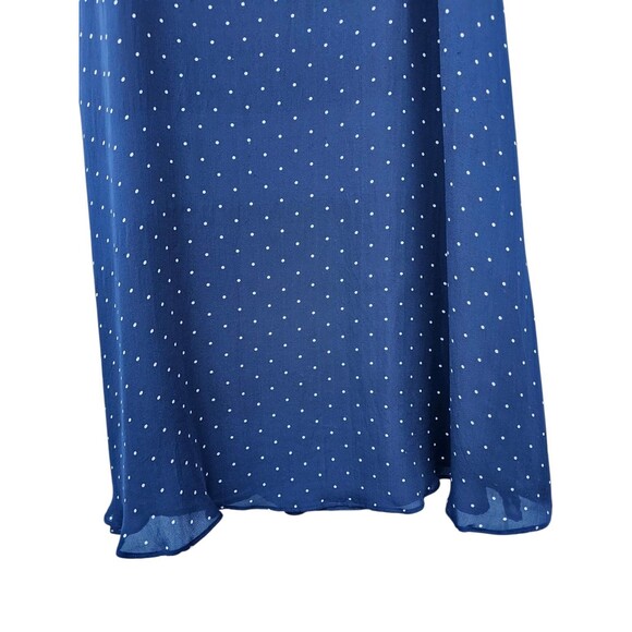 Lauren Ralph Lauren 100% Silk Set Skirt Blouse Top Outfit Navy Polka Dot Size 6 - Picture 14 of 16
